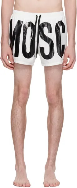 Белые шорты для плавания с принтом Moschino