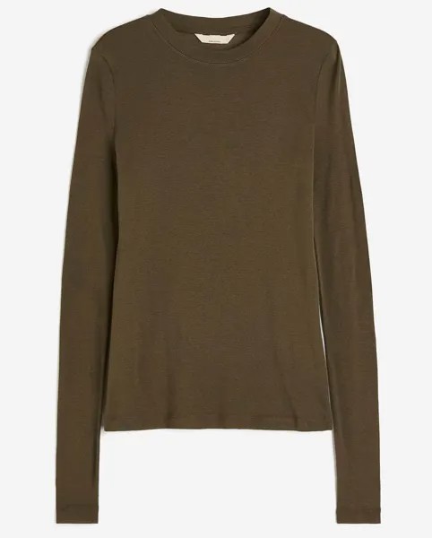 Лонгслив H&M Pima Cotton Jersey, хаки