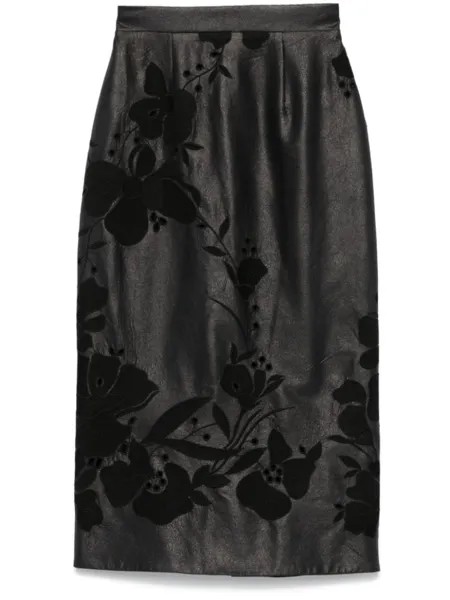 Elie Saab юбка макси из искусственной кожи с вышивкой, черный