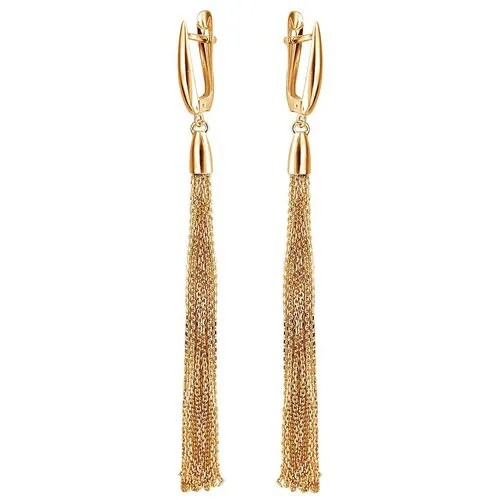 Серьги цепочки, с подвесками Эстет, серебро, 925 проба, золочение