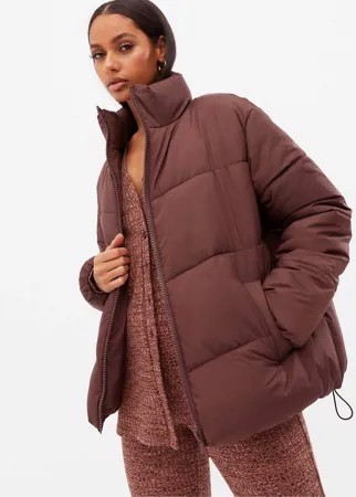 Темно-коричневая свободная куртка-пуховик New Look-Коричневый цвет