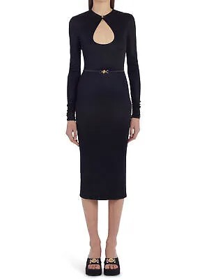 VERSACE Женское черное платье-футляр с длинными рукавами ниже колена с поясом и подкладкой 42