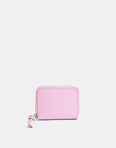 Розовый кожаный кошелек с молнией сверху Tosphop-Розовый цвет