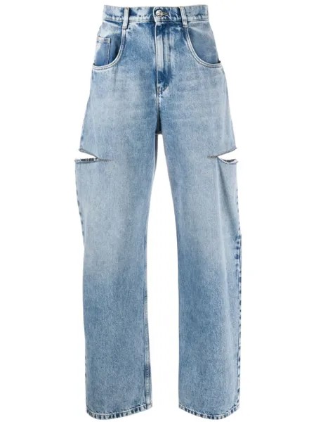Maison Margiela джинсы с вырезами, синий