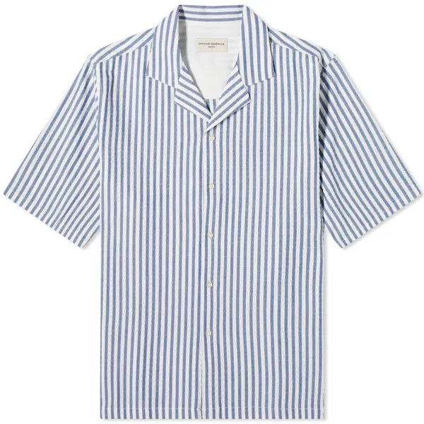 Рубашка Officine Générale Eren Textured Stripe Vacation, цвет White & Navy