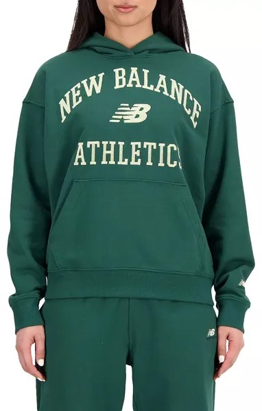 Женская большая флисовая толстовка New Balance для легкой атлетики в университетском стиле
