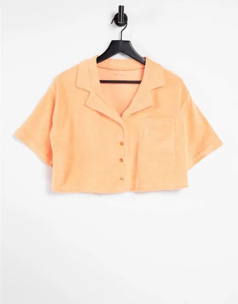 Махровая укороченная рубашка ASOS 4505-Оранжевый цвет