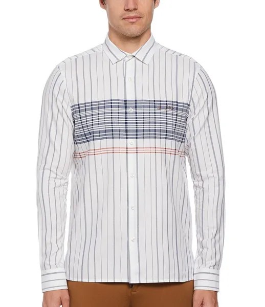 Рубашка в полоску с длинными рукавами Perry Ellis Engineered Stripe, белый