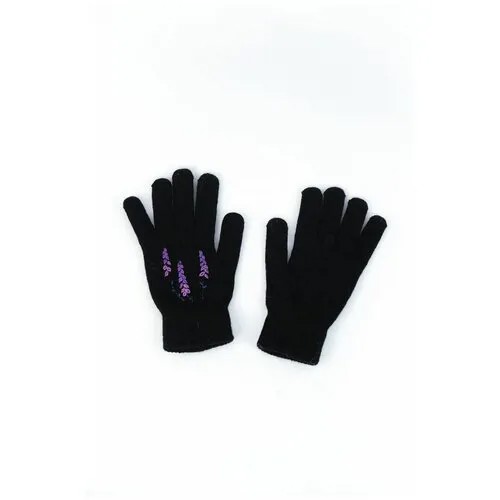 Перчатки женские трикотажные вязаные / Стильные женские перчатки с вышивкой Carolon