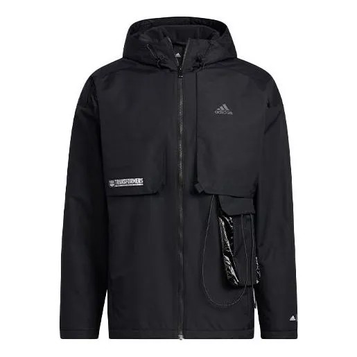 Куртка Men's adidas x Transformers Crossover Solid Color Sports Long Sleeves Hooded Jacket Black, черный