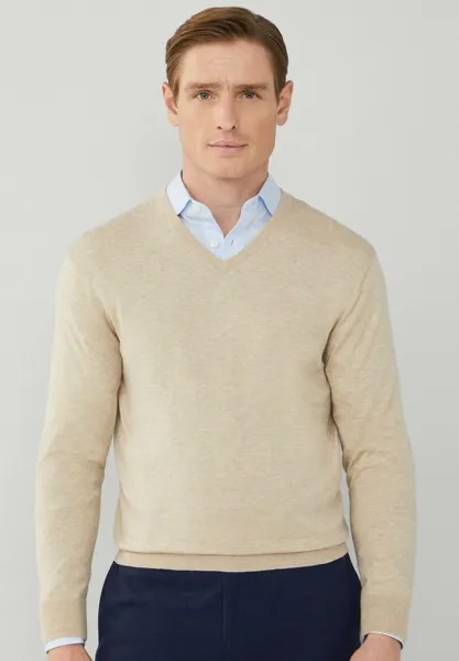 Вязаный свитер V NECK Hackett London, цвет taupe beige