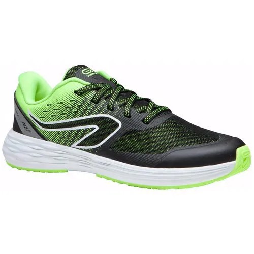 Кроссовки для бега детские AT 500 KIPRUN FAST черно-зеленые, размер: 38, цвет: Черный/Лайм KALENJI Х Decathlon
