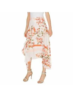 CALVIN KLEIN Женская оранжевая вечерняя юбка миди с цветочным принтом и рюшами на подоле 12