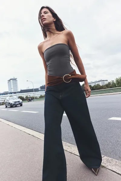 Стрейч контурный бандо боди ZARA, серый