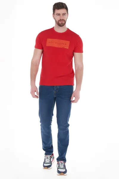 Хлопковая футболка с логотипом Lee Cooper, красный