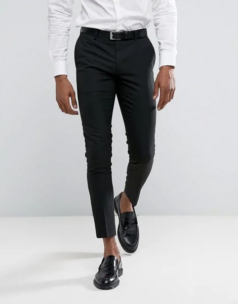 Черные супероблегающие брюки в строгом стиле River Island-Черный