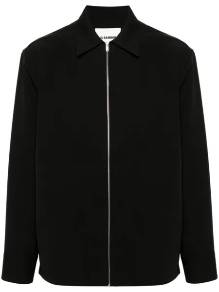 Jil Sander рубашка из шерстяного габардина, черный