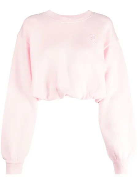 SANDRO logo-embroidered cropped sweatshirt, розовый