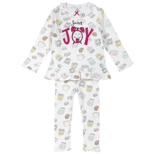 Пижама Chicco, принт Sweet Joy, длинный рукав, для девочек, размер 104, цвет бежевый