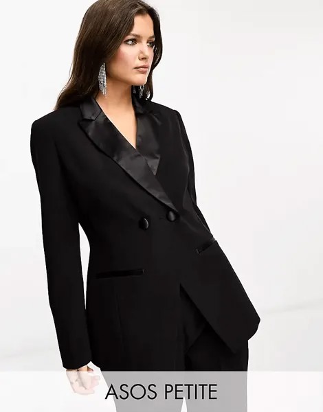 Пиджак Asos Design Petite Tux Double Breasted, черный