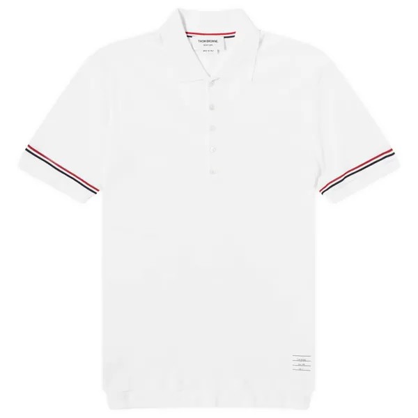 Поло Thom Browne Lightweight Textured Cotton Polo, белый