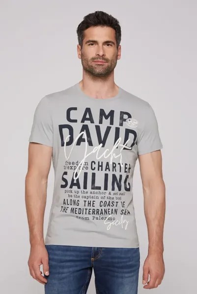Рубашка CAMP DAVID с круглым вырезом, хлопок, синий