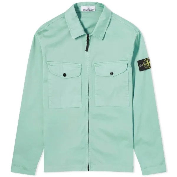 Куртка-рубашка Stone Island Stretch Cotton Double Pocket, зеленый