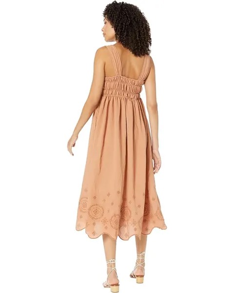 Платье MOON RIVER Midi Dress with Embroidery Eyelet Detail, цвет Terracotta