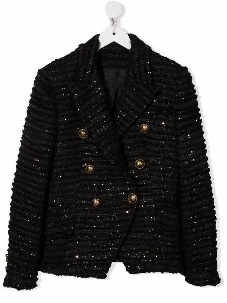 Balmain Kids двубортный пиджак с блестками