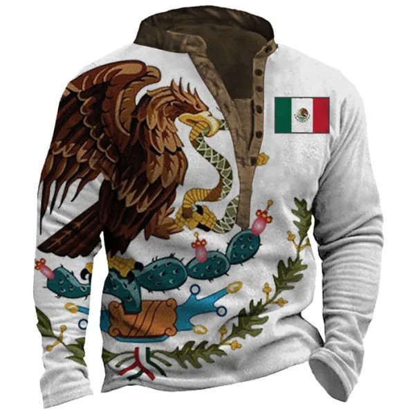 Мужская толстовка Henley с принтом мексиканского флага