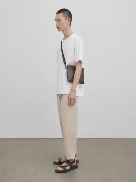 Футболка из хлопка с коротким рукавом relaxs fit - studio Massimo Dutti, белый