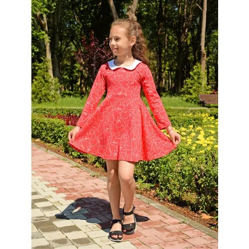 Платье Счастливая малинка, размер 116, коралловый