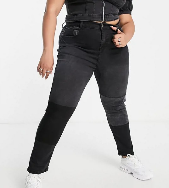 Черные джинсы скинни со вставками Urban Bliss Plus-Черный цвет