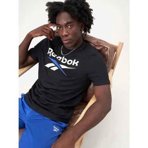 Футболка спортивная Reebok, размер M, черный/голубой