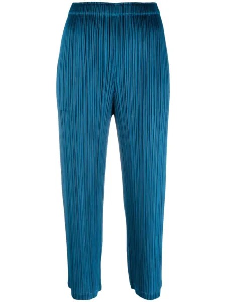 Pleats Please Issey Miyake Mc August plissé cropped trousers, синий