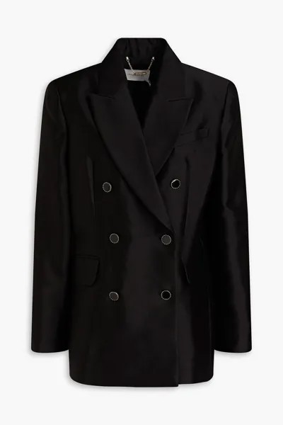 Двубортный пиджак из смеси шерсти и шелка ZIMMERMANN, черный