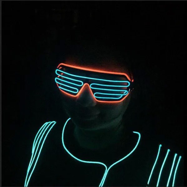 Неон партии EL очки Glow в темных светодиодных солнцезащитных очков Загорать очки Rave костюм партии DJ SunGlasses День рождения партии украшения