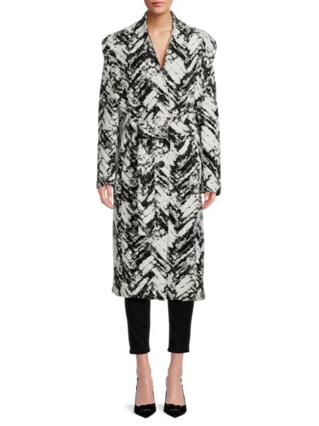 Пальто из смесовой шерсти Inaya с поясом Iro, цвет Black White
