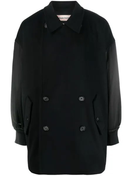 Alexander McQueen двубортное шерстяное пальто, черный