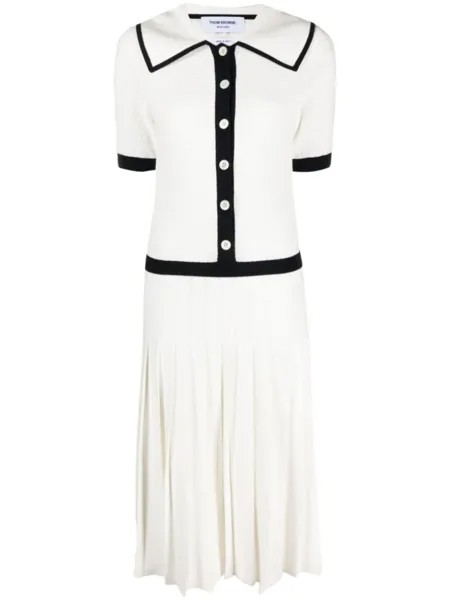 Thom Browne ажурное платье миди, белый