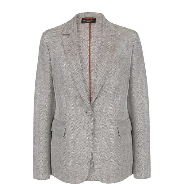 Однотонный приталенный жакет из льна Loro Piana