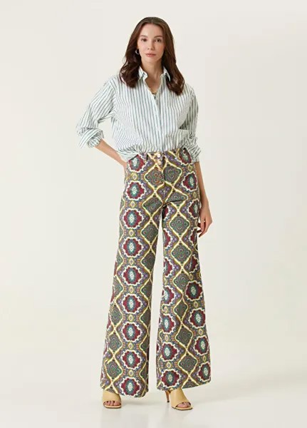 Широкие джинсы с принтом пейсли Etro, бордовый