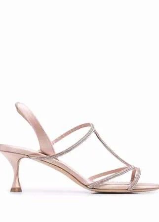 Manolo Blahnik босоножки с кристаллами и Т-образным ремешком