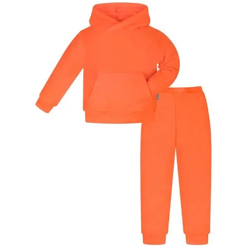 Комплект детский, флисовый,Утенок 7043г(ш),толстовка с капюшоном и брюки на рост 98см,оранжевый