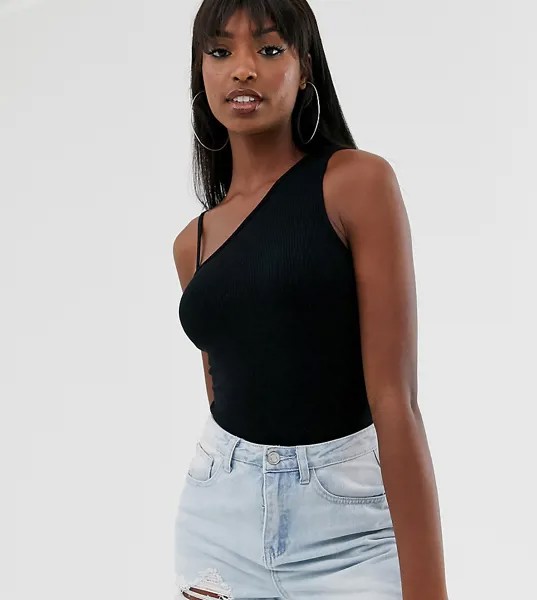 Черное асимметричное боди на одно плечо ASOS DESIGN TALL-Черный