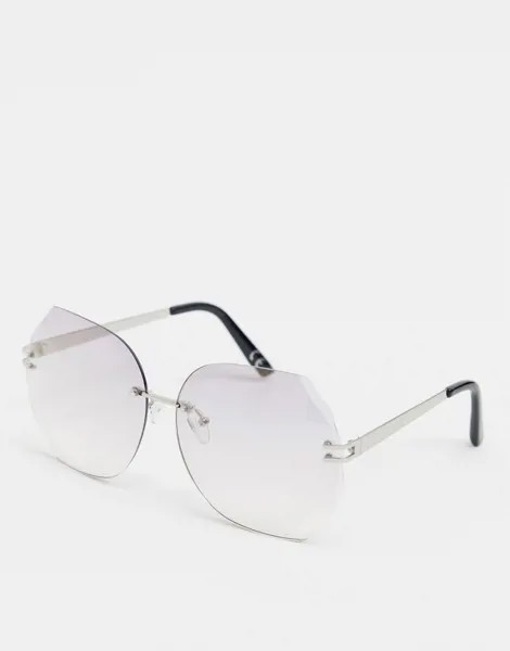 Крупные солнцезащитные очки без оправы в стиле 70-х ASOS DESIGN-Серебряный