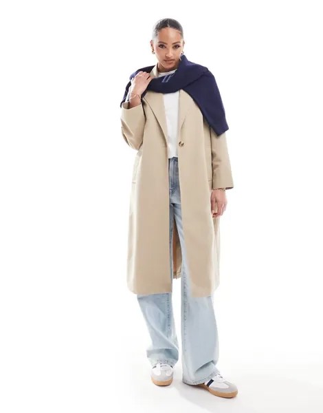 Минималистичный тренч темного камня Stradivarius