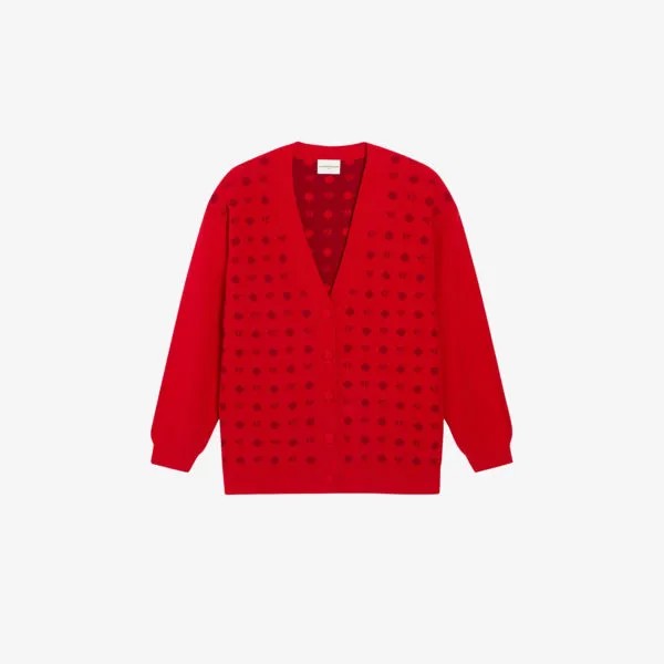 Вязаный кардиган с V-образным вырезом и логотипом Claudie Pierlot, цвет rouges