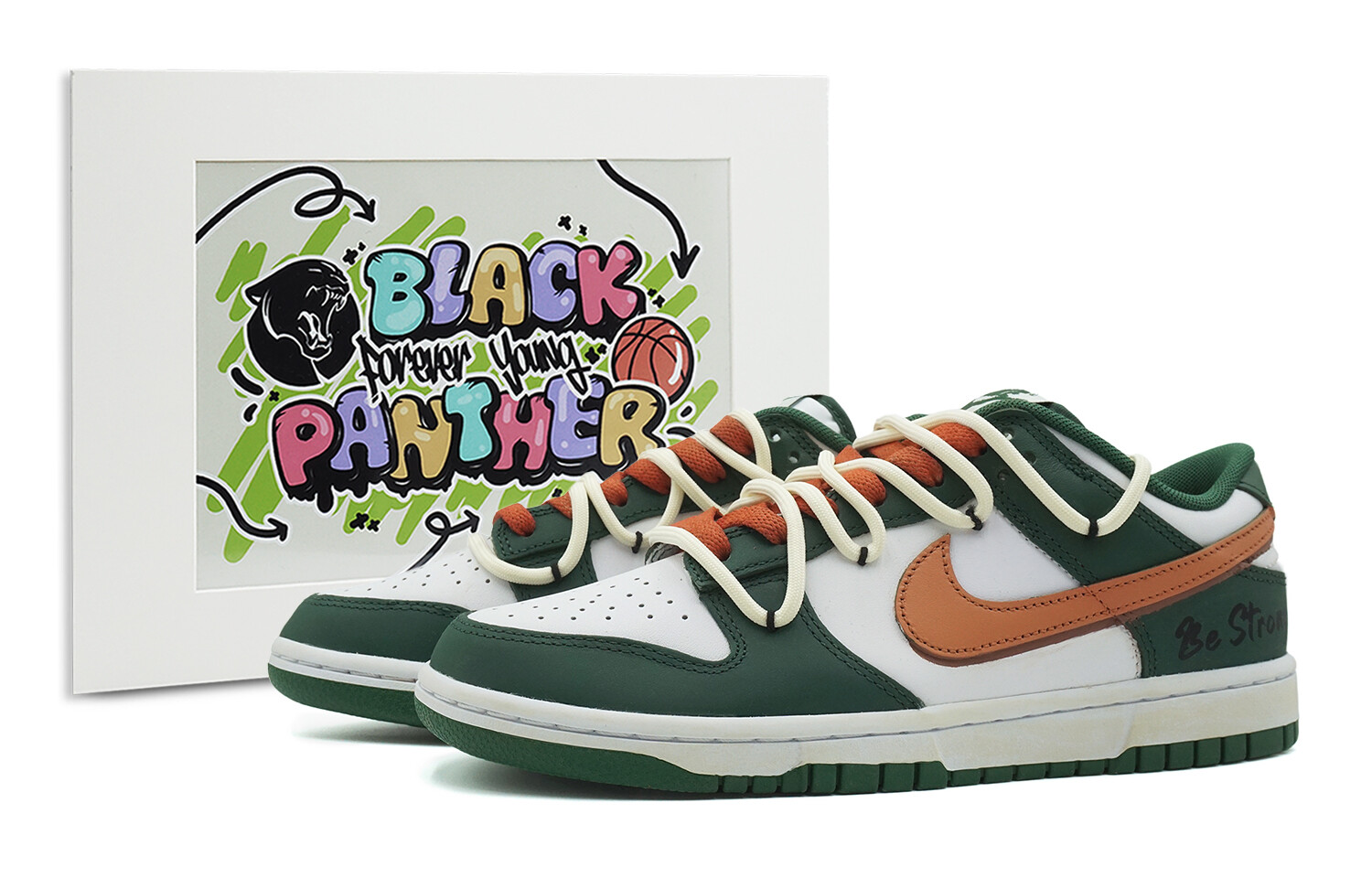 Кроссовки Nike Dunk Skateboarding Shoes Unisex Low-top Green/white/orange, зеленый