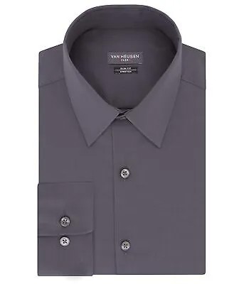 Мужская классическая рубашка Van Heusen Slim Fit с гибким воротником, однотонная, эластичная
